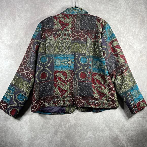 Erin London Blazer Jacket Womens 1X Floral Three-Button Lined‎ Artsy Mature Boho - Picture 5 of 9